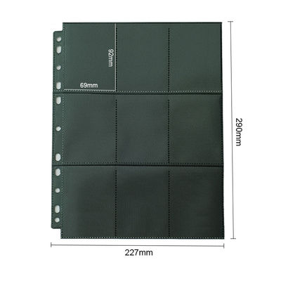 Mtg Tcg 18 পকেট কার্ড পেজ টপ লোডিং ব্ল্যাক ট্রেডিং কার্ড বাইন্ডার পেজ